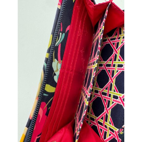 Vera Bradley Accordion Wallet Navy Blue Ribbon Floral Print Retired 2012 - Picture 10 of 11